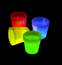 vasos fosforescentes con luz